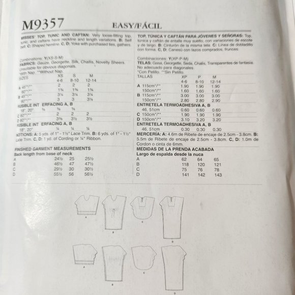 Easy Stitch N Save McCalls Pattern M9357 Caftan, Tunic, Peasant blouse, midi dre - Picture 9 of 9